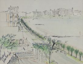 Michael Bentine (British 1922-1996) pen and wash signed and dated 1964 "The Burguiba Museum Tunis"