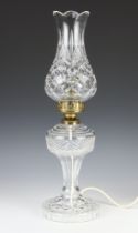 A Waterford Crystal glass table lamp with baluster shade and hobnail cut base 55cm