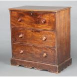 A Victorian rectangular mahogany secretaire chest, the secretaire drawer fitted 6 short drawers