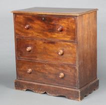 A Victorian rectangular mahogany secretaire chest, the secretaire drawer fitted 6 short drawers