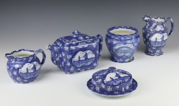 A Maling Ware transfer print blue and white teapot 1929 NE Coast Industries Exhibition Newcastle