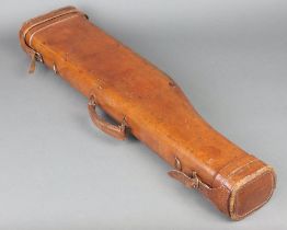 A light brown leather "leg of mutton" gun case 18cm x 80cm x 7cm