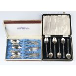 A set of 6 silver coffee spoons Birmingham 1937, Three Thai sterling forks and 3 spoons 148 grams