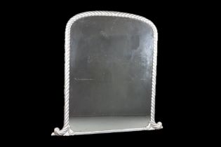 A Victorian arch shaped over mantel mirror contained in a silver painted rope edge frame 173cm x