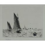 William Lionel Wyllie (1851-1931) etching, signed in pencil, fishing boats on Hamilton Bank, with