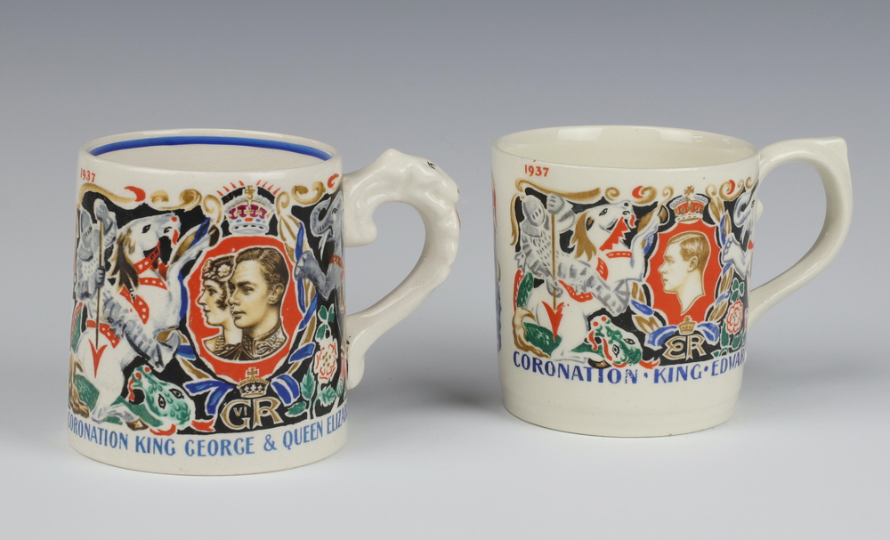 An Edward VIII Laura Knight coronation cup together with a ditto George VI (chip to rim)