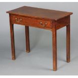 A 19th Century rectangular mahogany side table fitted a frieze drawer, raised on square tapered