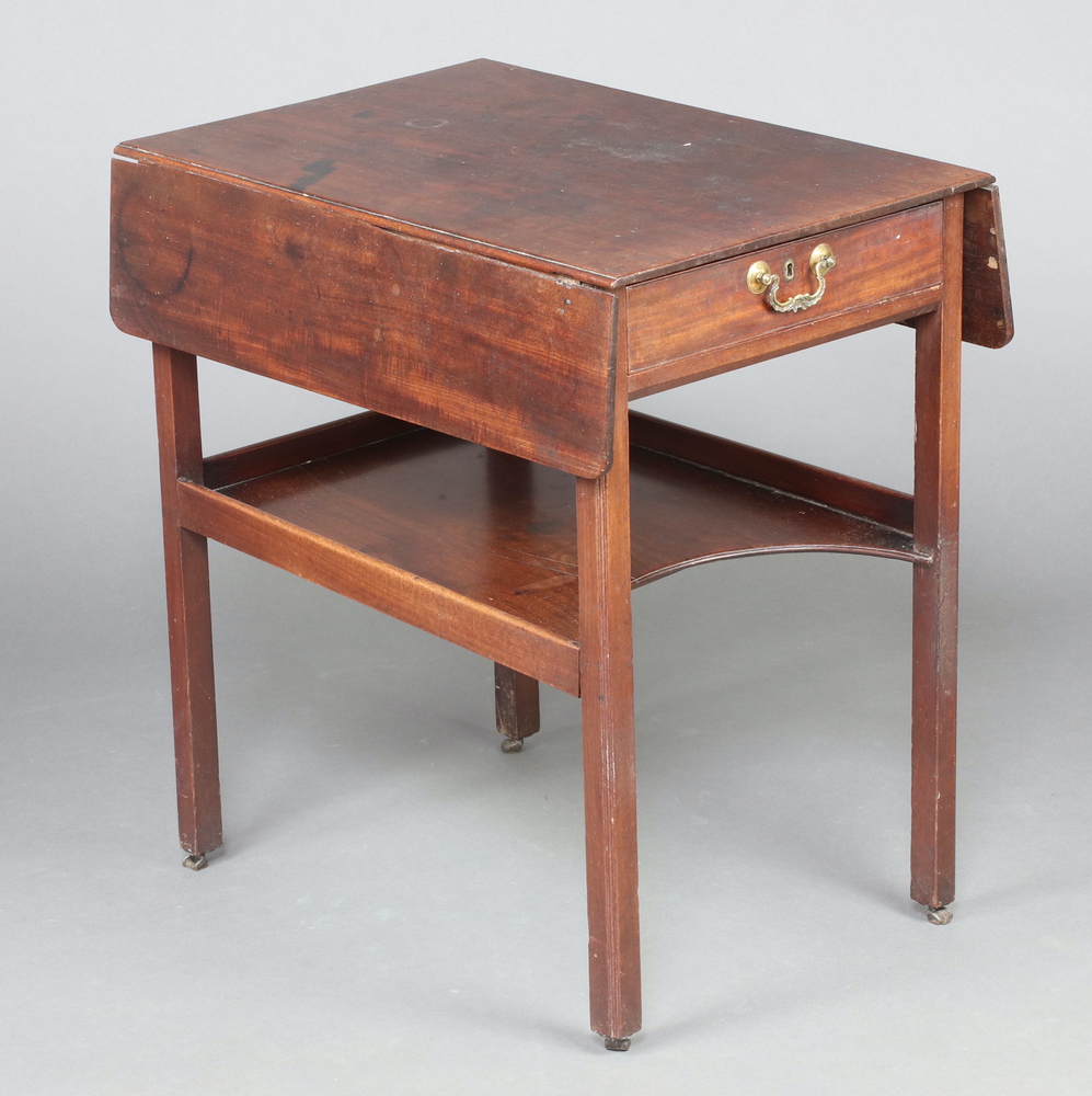A 19th Century mahogany Pembroke table fitted a frieze drawer, raised on square tapered supports