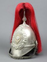 A Victorian Other Ranks Yorkshire Dragoon Guards Albert Pattern helmet complete with plume and