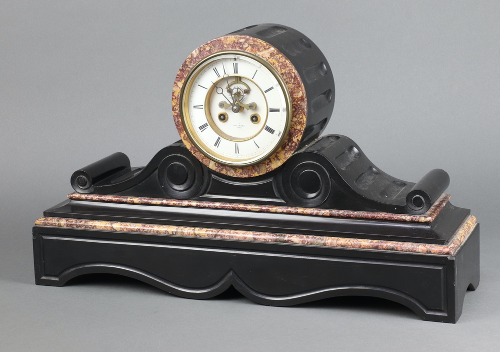 Japy Freres, a French 8 day striking mantel clock with 12cm enamelled dial, Roman numerals and