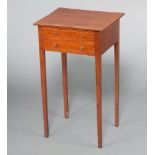 A 19th Century rectangular mahogany side table fitted 2 drawers, raised on square tapered supports