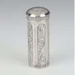 A 20th Century Dutch cylindrical silver nutmeg grater with scroll decoration 63.8 grams, 7cm