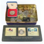 A 1975 Apollo/Soyuz space mission commemorative medallion and minor coins