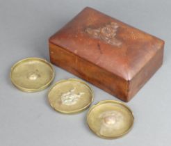 A rectangular carved hardwood box, the lid with badge of the Royal Artillery 6cm x 18cm x 12cm