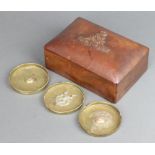 A rectangular carved hardwood box, the lid with badge of the Royal Artillery 6cm x 18cm x 12cm