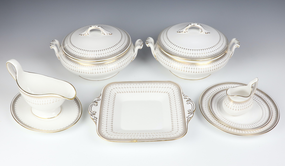 A 42 piece Spode Queens Gate pattern dinner service comprising 2 twin handled tureens and covers, 12