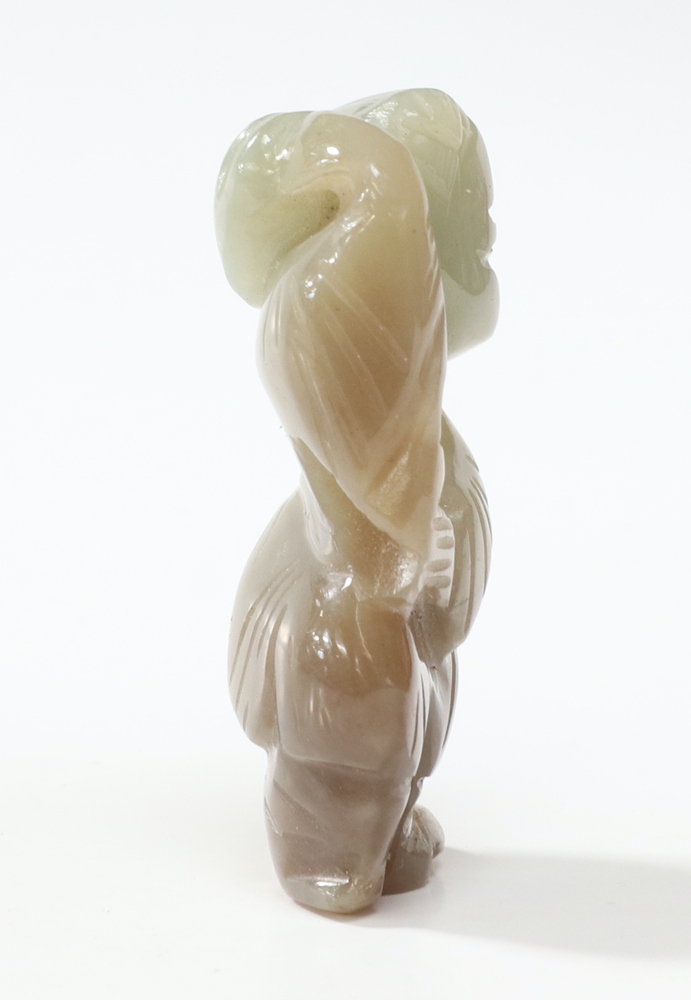 A Chinese hardstone carving of a dog 3cm, ditto standing gentleman 4cm The dog is a pendant and is - Image 5 of 13