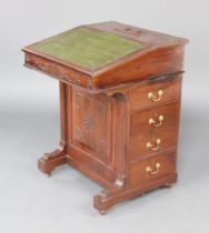 A Victorian mahogany Davenport with green inset writing surface, the pedestal fitted 4 drawers