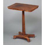 A William IV rectangular rosewood occasional/wine table raised on chamfered column and tripod base