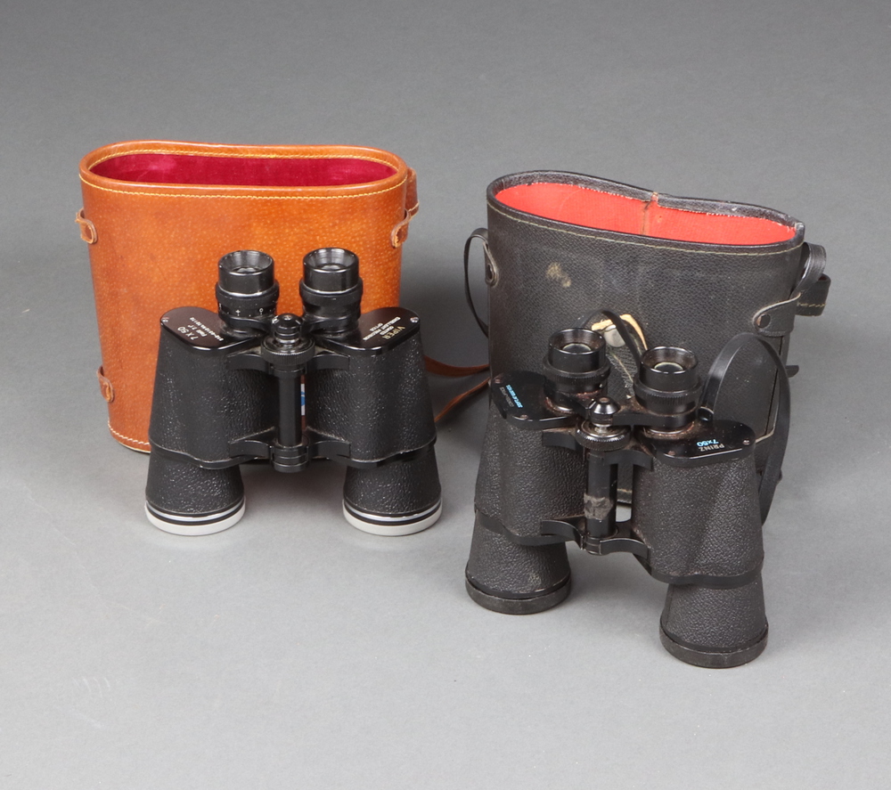 Viper, a pair of 7 x 50 binoculars in a leather carrying case together with a pair of Prinz 7 x 50