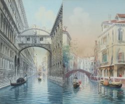 U. Ongania, watercolours a pair, Venetian scenes 30cm x 18cm