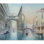 U. Ongania, watercolours a pair, Venetian scenes 30cm x 18cm