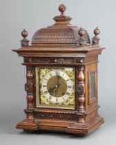 R M S, a 19th Century German Ting Tang bracket clock, the 16cm gilt dial with gilt and silvered