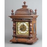 R M S, a 19th Century German Ting Tang bracket clock, the 16cm gilt dial with gilt and silvered