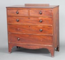 A 19th Century crossbanded mahogany chest of 2 short and 3 long drawers, with later raised back,