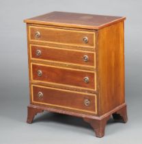 An Edwardian bleached mahogany and crossdbanded chest of 4 drawers, raised on bracket feet 76cm h