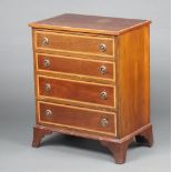 An Edwardian bleached mahogany and crossdbanded chest of 4 drawers, raised on bracket feet 76cm h