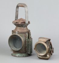 A military issue hand signalling lamp marked 1945 34cm x 13cm, together with a Lucas Silver King