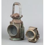 A military issue hand signalling lamp marked 1945 34cm x 13cm, together with a Lucas Silver King