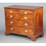 A 19th Century oak lined, mahogany chest of 2 short and 3 long drawers with replacement brass drop