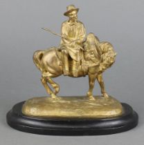 After T G Gechter, a gilt painted bronze figure of a shepherd, the base marked C H Le Blanc,
