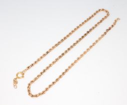 A 9ct yellow gold rope twist necklace (a/f), 3.6 grams