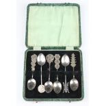 Six cased Chinese silver teaspoons 55 grams