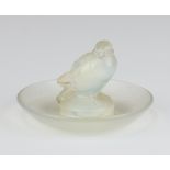 A circular Lalique pin tray Moineau Cendrier No284 the base marked Lalique France 5cm x 9cm Light