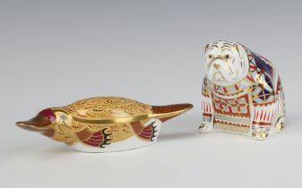 Two Royal Crown Derby Imari pattern paperweights - Australian Collection duck billed platypus with