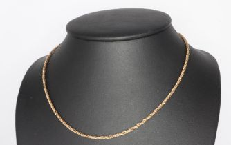 A 9ct yellow gold rope twist necklace 6.7 grams, 40cm