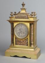 A 19th Century French 8 day striking mantel clock, the 9cm silvered dial with Roman numerals