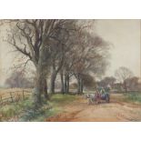 Henry Charles Fox (1855-1929) watercolour signed and dated 1909, a farmer with horse and cart in a