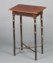 A Regency painted pine rectangular urn/side table, raised on turned supports with X framed stretcher