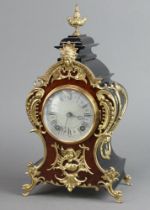 Lenzkrich, a 20th Century French 8 day striking mantel clock with 9cm silvered dial, Roman numerals,