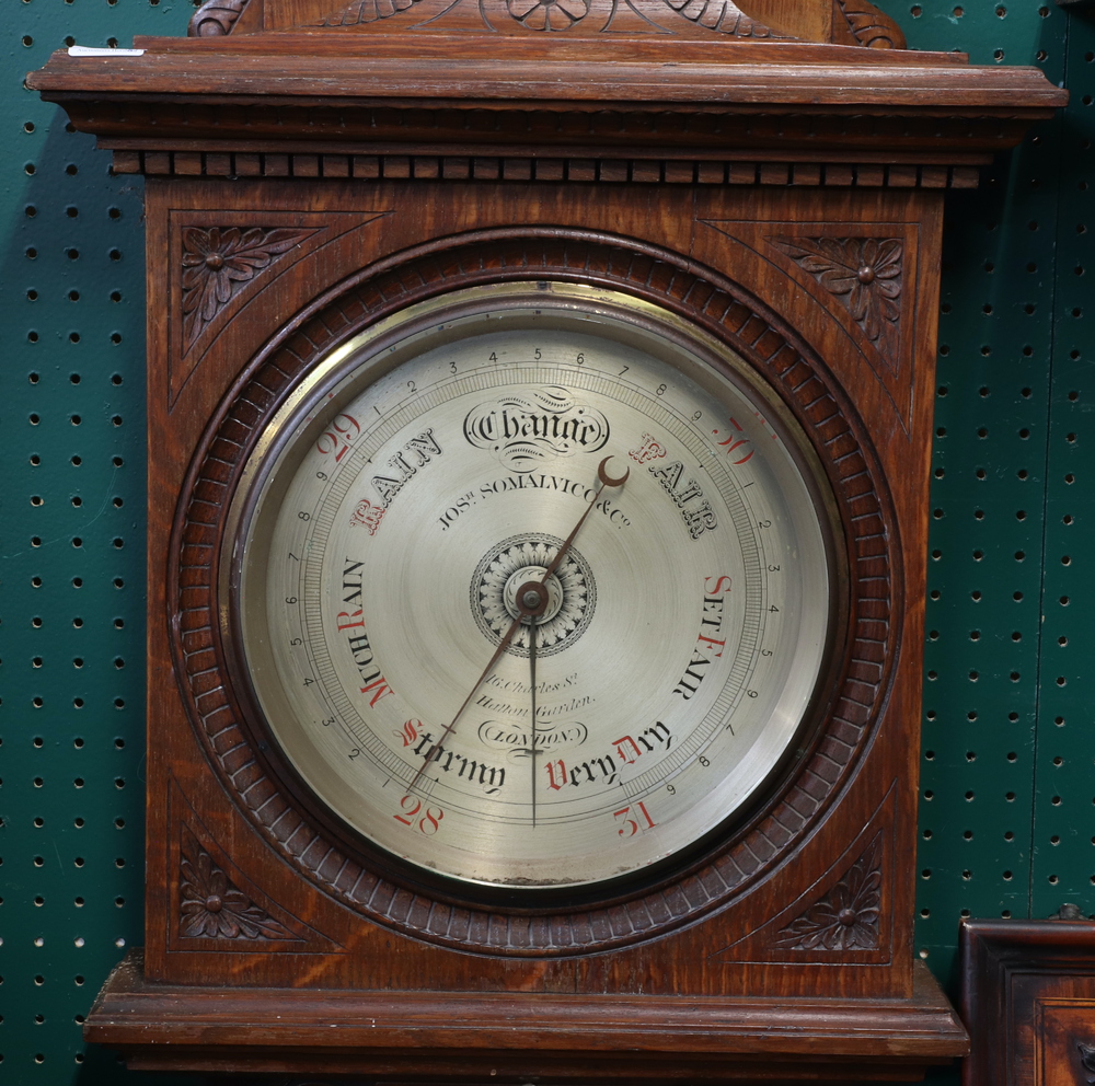 Joseph Somalvico & Co., a large and impressive Victorian aneroid barometer and thermometer, the 25cm - Image 4 of 5