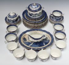 A Boothes Real Old Willow pattern 46 piece tea and dinner service comprising 6 dinner plates 26cm (3