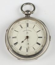 A key wind chronograph open faced pocket watch, the dial marked Chronograph 2 77, contained in a