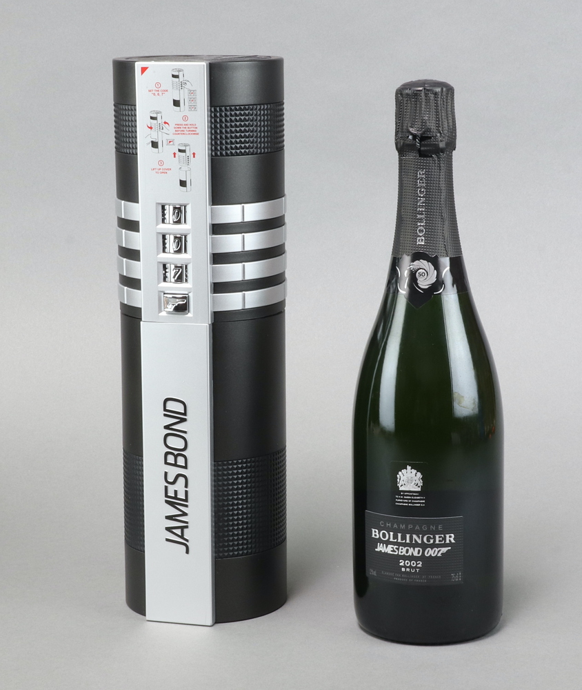 A bottle of James Bond 50th Anniversary Bollinger Champagne, limited edition of 30,000, produced