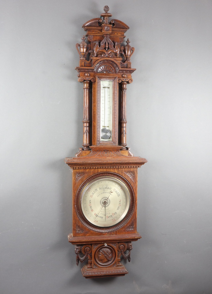Joseph Somalvico & Co., a large and impressive Victorian aneroid barometer and thermometer, the 25cm