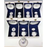 Eight Rorstrand Swedish chocolate pots and covers, boxed
